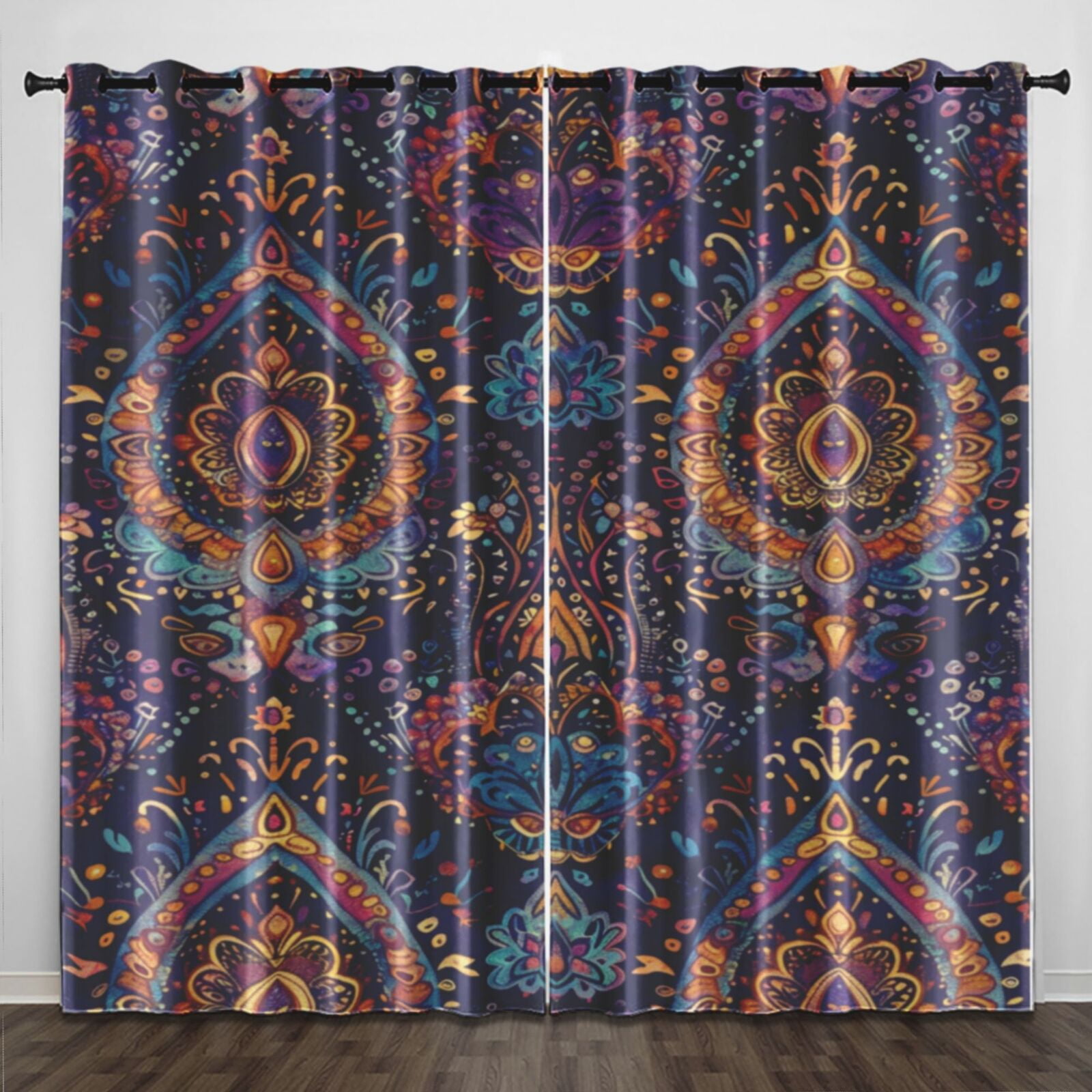 Bohemian Style (1) Curtains 2 Panels Set Blackout For Bedroom Living Room Kitchen Black Out ...