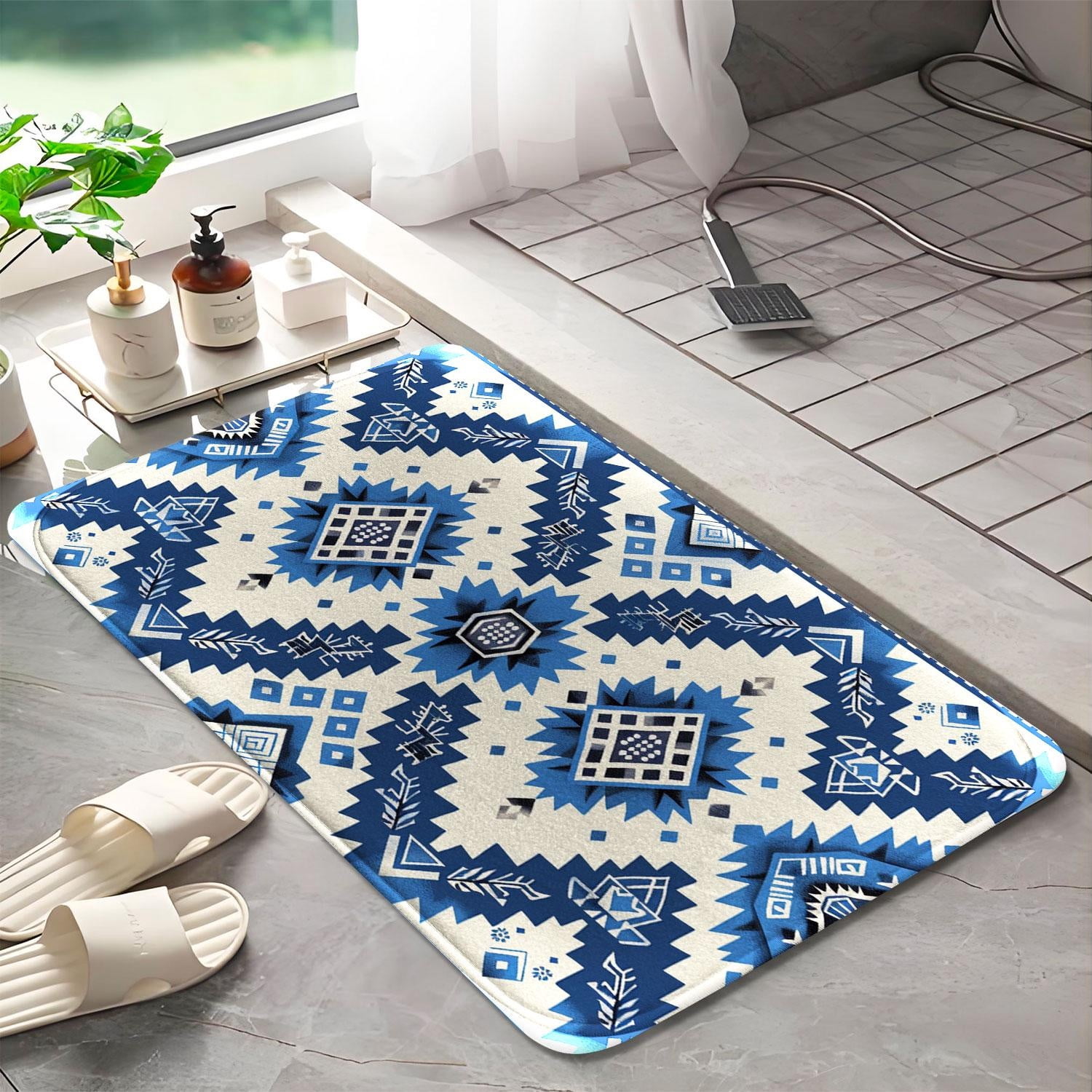 Bohemian Style 201 Non-Slip Memory Foam Bath Rug: Absorbent, Quick-Dry ...