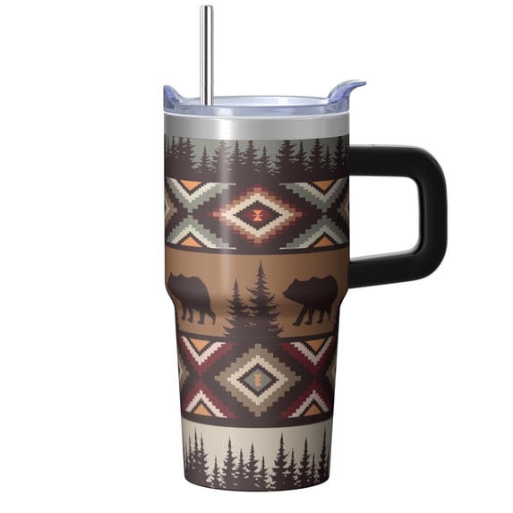 Bohemian Style 20oz Tumbler with Lids & Straws, Double Wall Vacuum Insulated Stainless Steel Coffee Cup, Leakproof Travel Mug