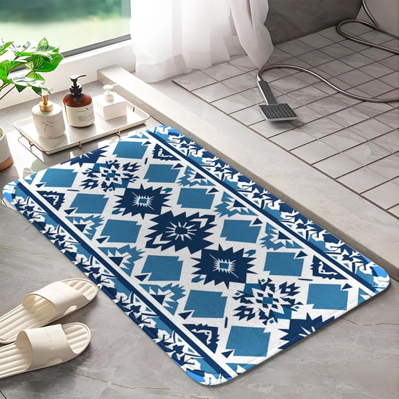 Bohemian Style 252 Non-Slip Memory Foam Bath Rug: Absorbent, Quick-Dry, Machine Washable, Soft & Comfortable - M