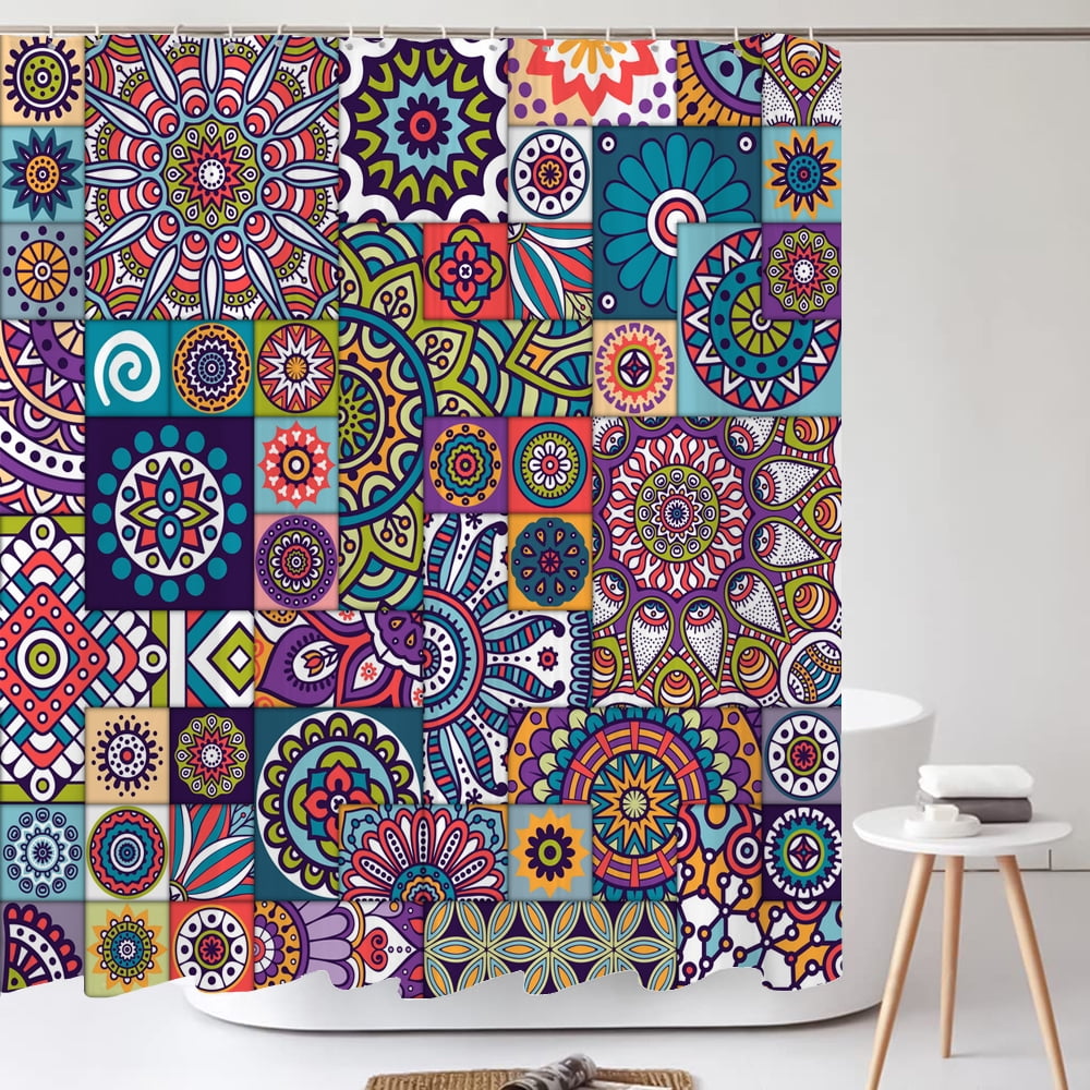 Bohemian Style 3D Printing Bathroom Curtains Shower Curtain With 12 ...