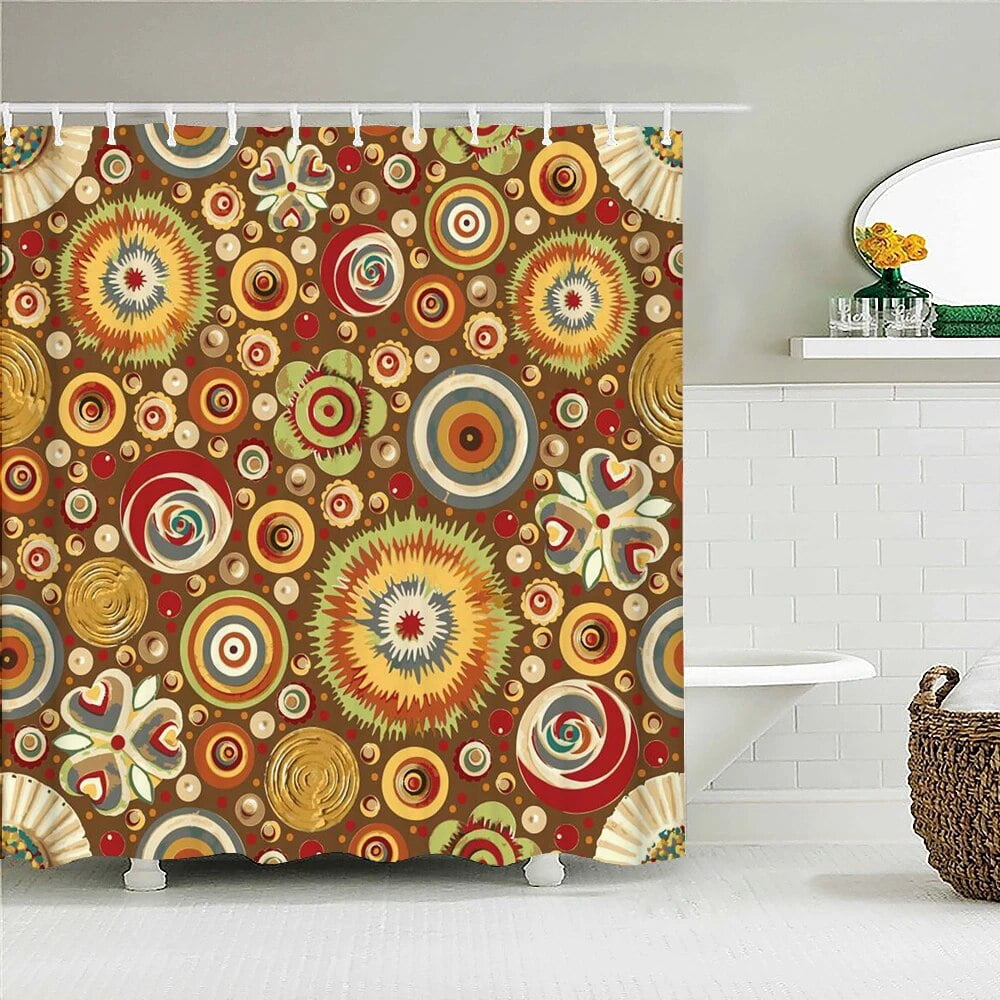 Bohemian Style 3d Printing Bathroom Curtains Shower Curtain With 12 ...
