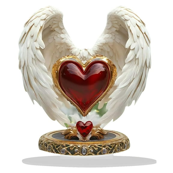 Bohemian Style Angel Wing Cross Statue, Transparent Acrylic Desktop Decor with Spiritual Design, Home Office Decoration for Serene Atmosphere, Perfect Gift for Housewarming and Holiday Celebrations