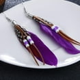 thumbnail image 1 of Bohemian Style Bead Tassel Feather Earrings Fashion Dangle Chain Jewelry for Women Handmade Boho Accessories, 1 of 2