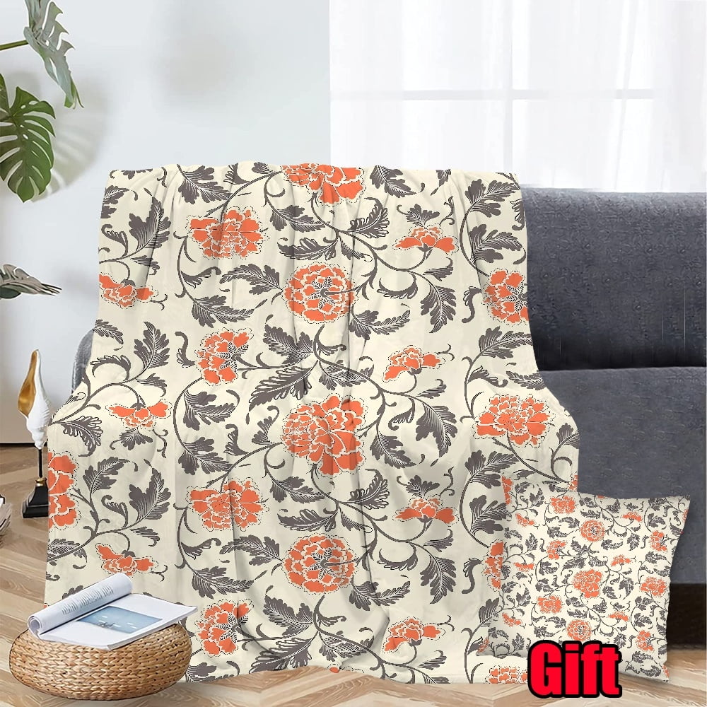 Bohemian Style Bed Blanket With Pillow Cover For Couch Sofa Office