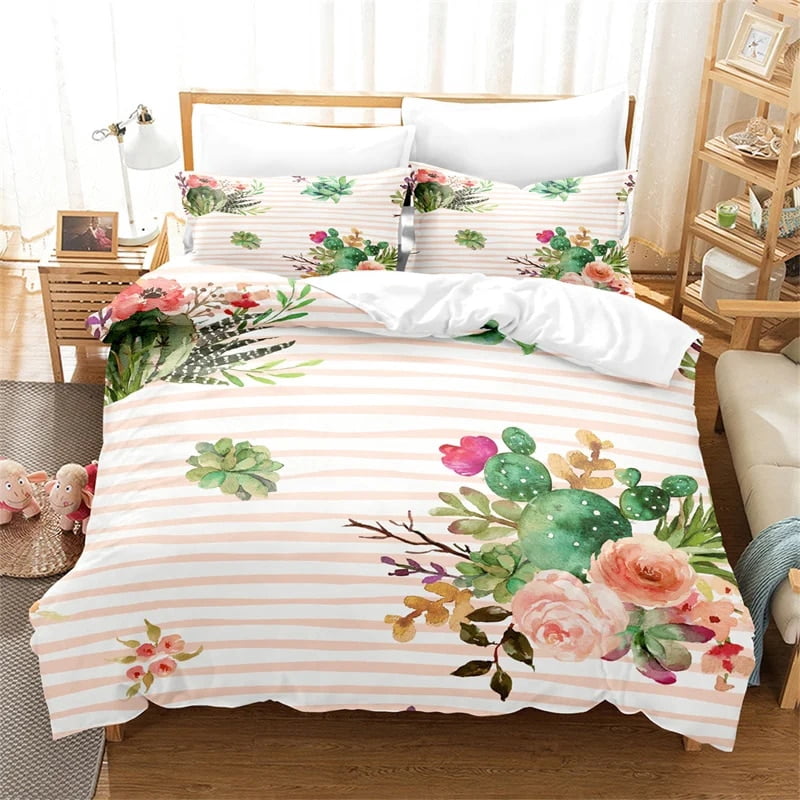 Bohemian Style Bedding Set Tropical Plants Duvet Cover Women Duvet ...
