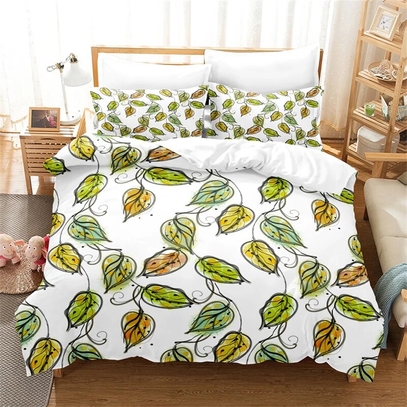 Bohemian Style Bedding Set Tropical Plants Duvet Cover Women Duvet ...