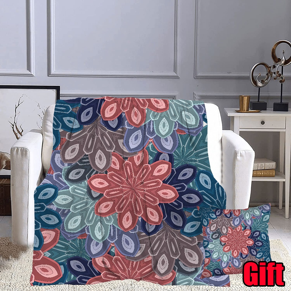 Bohemian Style Blanket With Pillow Cover For Bed Couch Living Room Sofa Chair Fluffy Flannel ...
