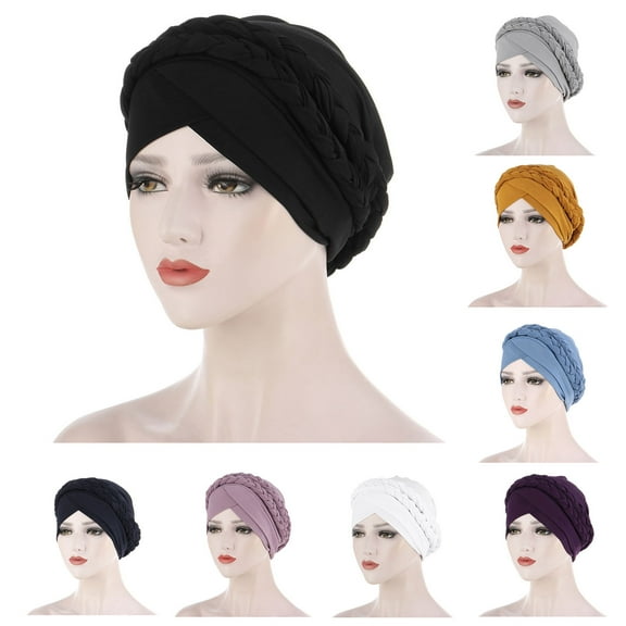 Bohemian Style Braided Turban Headwrap Pre-Tied Design for Complete Head Cover and Comfort
