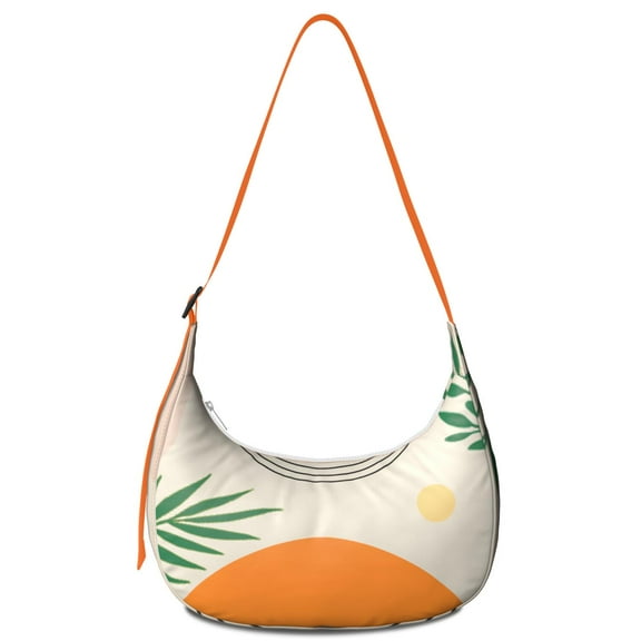 Bohemian Style Crescent Crossbody Bag for Women Colorful Tribal Corduroy Shoulder Sling Purse Retro Hippie Adjustable Strap for Travel