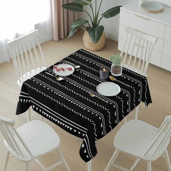 Bohemian Style Geometric Triangle Striped Table Cloth 54x54in, Waterproof Square Tablecloth Wipeable Tablecloths Traditional Boho Style Table Covers for Dining Tables Party Indoor Outdoor