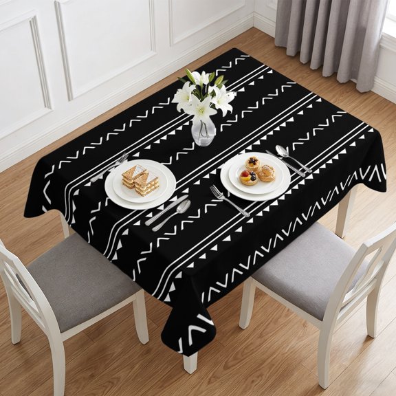 Bohemian Style Geometric Triangle Striped Table Cloth 60x84in, Waterproof Rectangle Tablecloth Wipeable Tablecloths Traditional Boho Style Table Covers for Dining Tables Party Indoor Outdoor