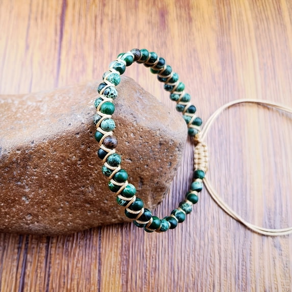 Bohemian Style Handcrafted Natural Stone Bracelet for Women | Multi-Color 4mm Beads with Golden Accents | Adjustable, Versatile Fashion Accessory for Daily Wear & Vacation | All-Season Comfort and