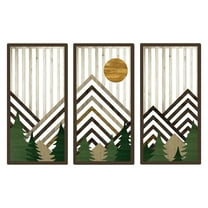 Bohemian Style Hollow Wooden Wall Hanging Decor 4-Piece Mountain and forest Patterned Wall Art Natural Wood Texture Home Decoration