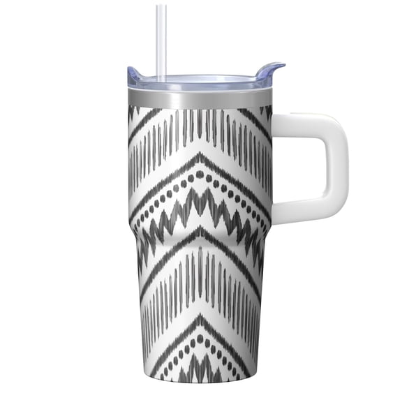 Bohemian Style Insulated Cup 20oz with Lid and Straw - Stainless Steel Double Wall Vacuum Travel Mug, Leakproof Thermal Tumbler