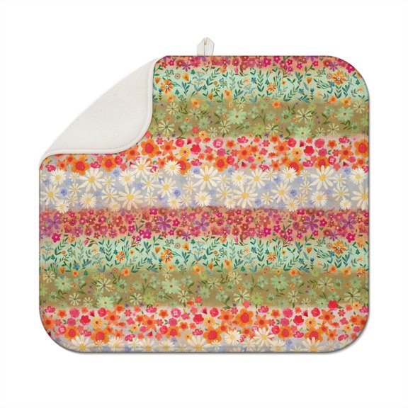 Bohemian Style Kitchen Dish Drying Mat 16x18 Inch Super Absorbent Microfiber Washable Reusable Dish Drainer Pad for Kitchen Counter Use