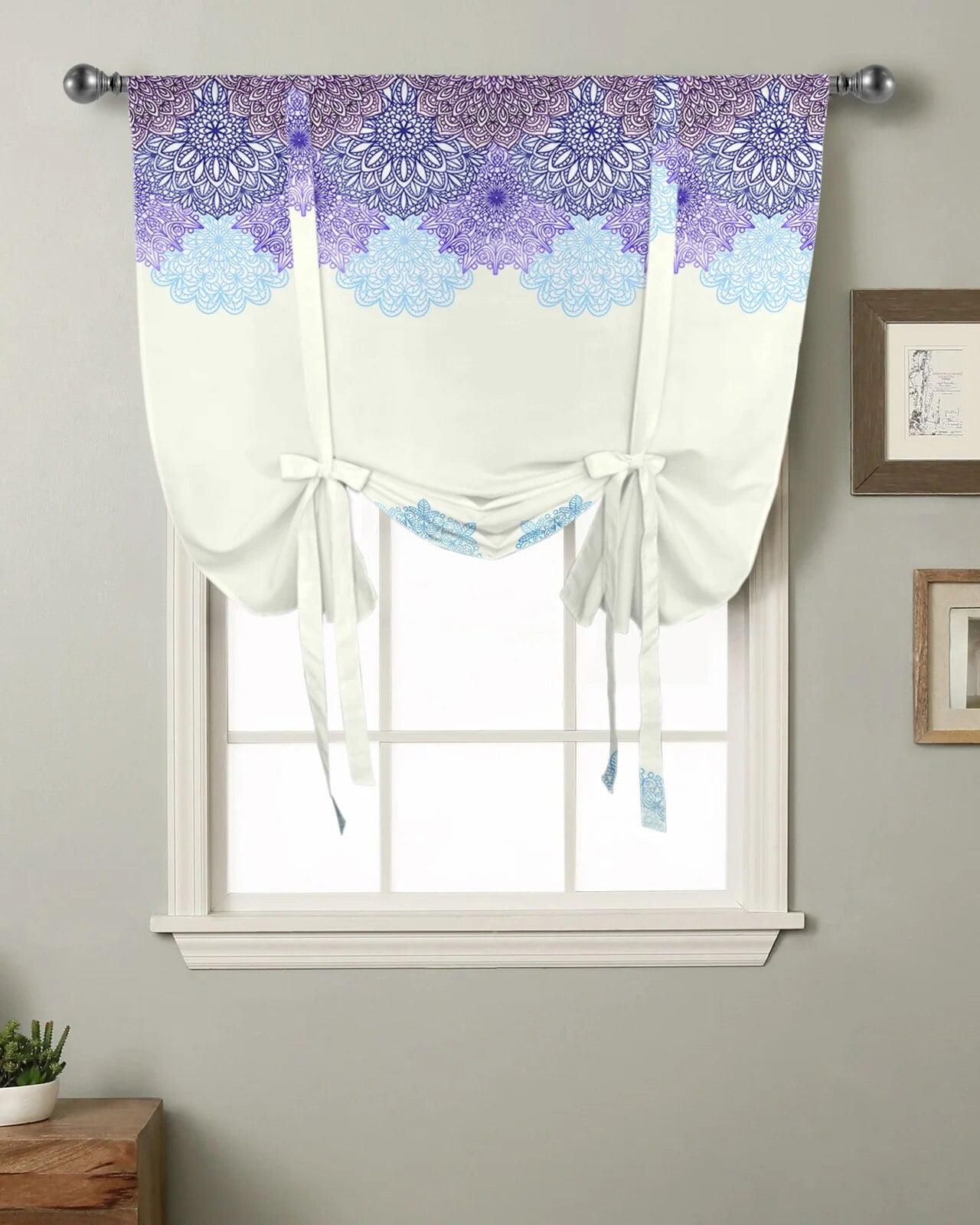 Bohemian Style Kitchen Short Window Curtain Rod Pocket Curtains Home Decor Bedroom Small Window ...