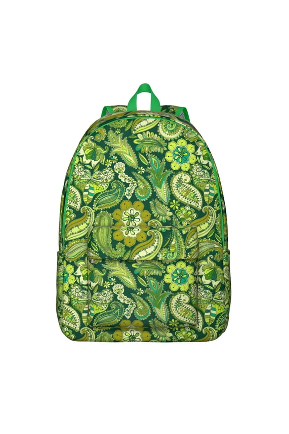 Bohemian Style Laptop Backpack for Students, Waterproof and Lightweight with Retro Floral Pattern and Side Pockets