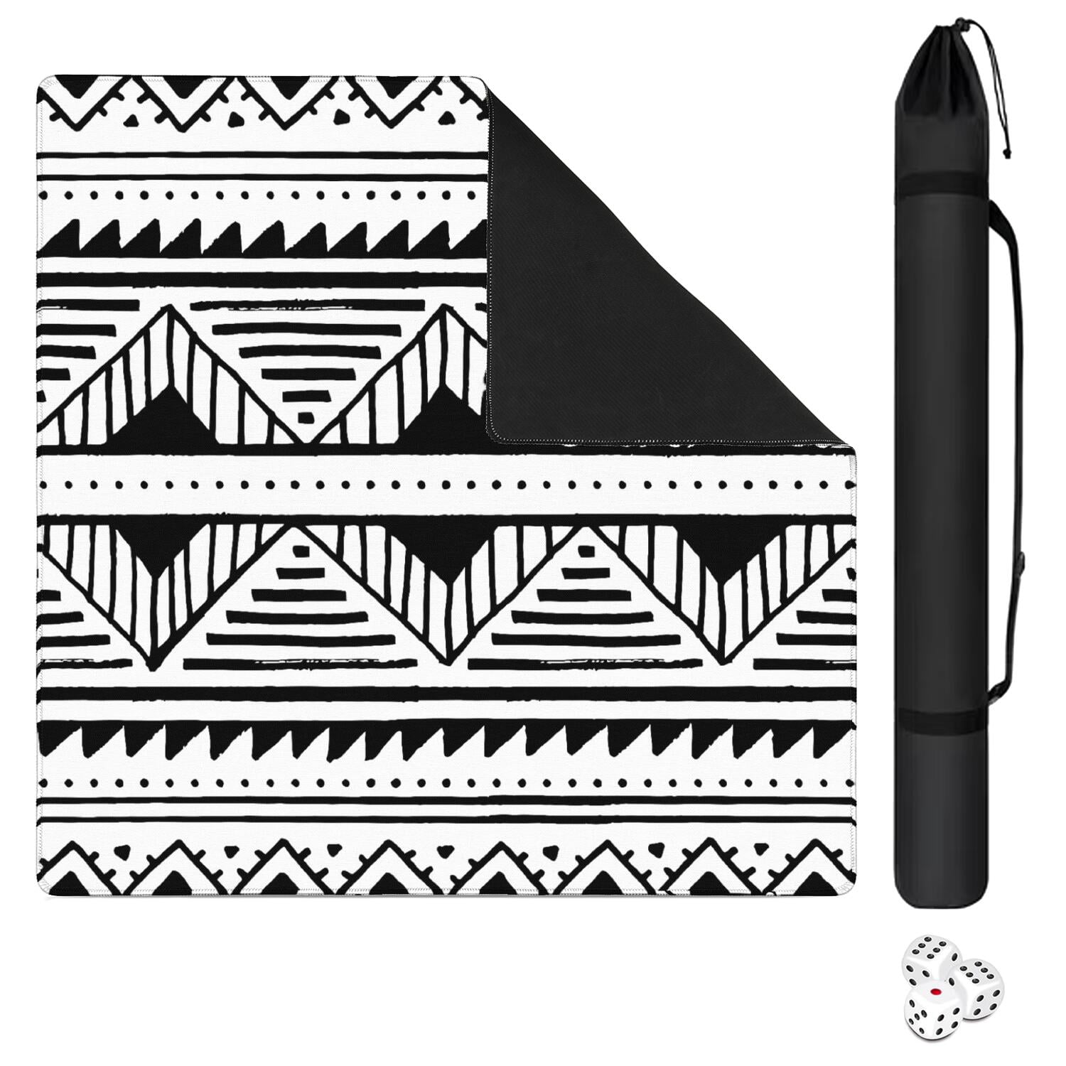 Bohemian Style Mahjong Mat 31.5 Inch Square Rubber Game Table Pad with Anti-Slip Grip and Noise Reduction Properties for Tiles Card Games and Board Games