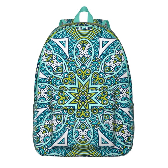 Bohemian Style Mandala Floral Backpack for Women Men, Big School College Bookbag, Laptop Daypack for Commute, Great Gift for All