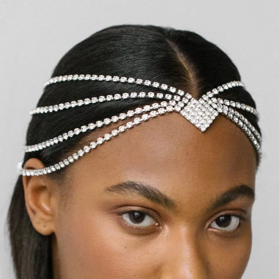 Bohemian Style Multi-Layer Hair Chain, Fashionable Versatile Shiny Rhinestone Forehead Band, Women's Party Headband