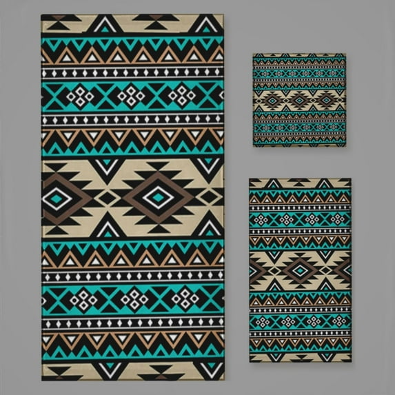 Bohemian Style Pattern Ethnic Minority Characteristics Bath Towel Sets For Bathroom Hand Towels Fingertip Towels 3 Piece Soft Absorbent For Bathroom Kitchen Hotel Beach