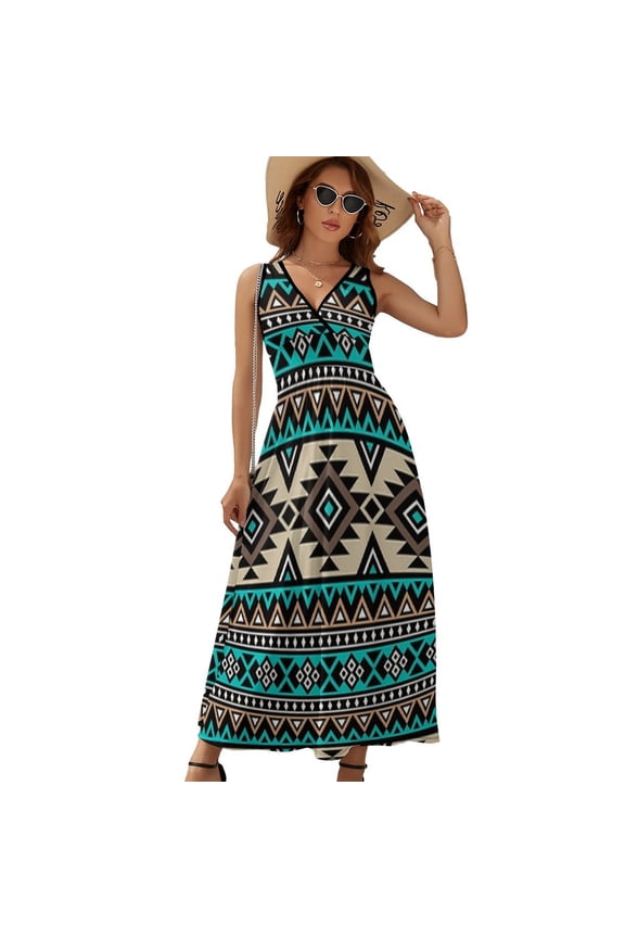 Bohemian Style Pattern Ethnic Minority Characteristics Dress Fashion Boho Beach Long Dresses Female Party Printed Maxi Dress