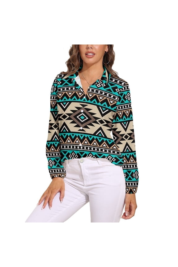 Bohemian Style Pattern Ethnic Minority Characteristics Long Sleeve Blouse Woman Streetwear Casual Shirts Summer Oversize Woman Streetwear Clothing Birthday Present