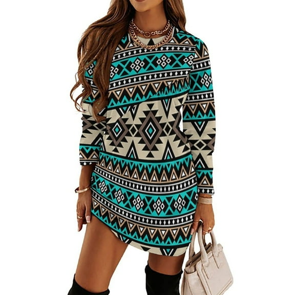 Bohemian Style Pattern Ethnic Minority Characteristics Loose Dress Evening Dress Summer Dresses for Women Luxury Dress Long Sleeved Dress