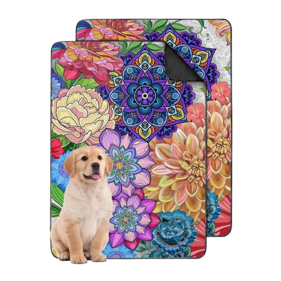 Bohemian Style Pet Crate Pad Washable, 24x36 Inch Reusable Training Mat with Grip-Tight Bottom, Absorbent Dog Pee Pad for Kennel Use and Tile Floor Care