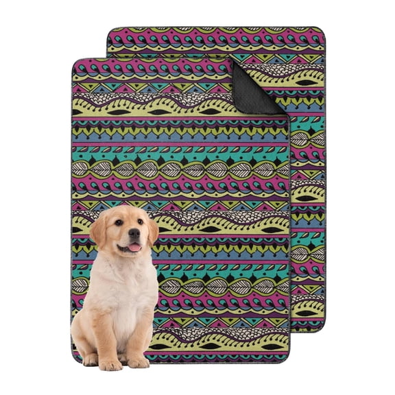 Bohemian Style Pet Crate Pad Washable, 24x36 Inch Reusable Training Mat with Grip-Tight Bottom, Absorbent Dog Pee Pad for Kennel Use and Tile Floor Care