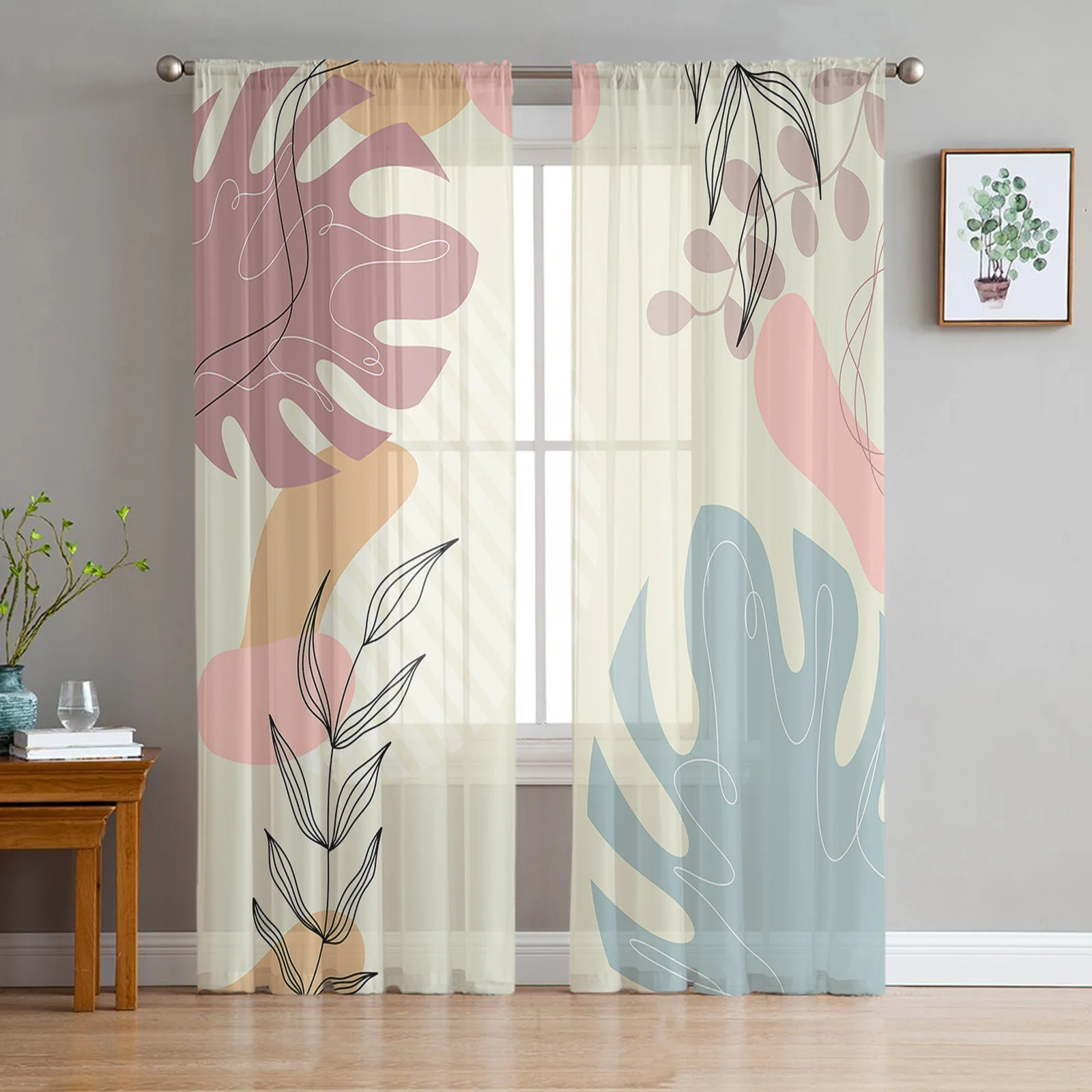 Bohemian Style Raindrops Tulle Curtains for Living Room Bedroom Sheer