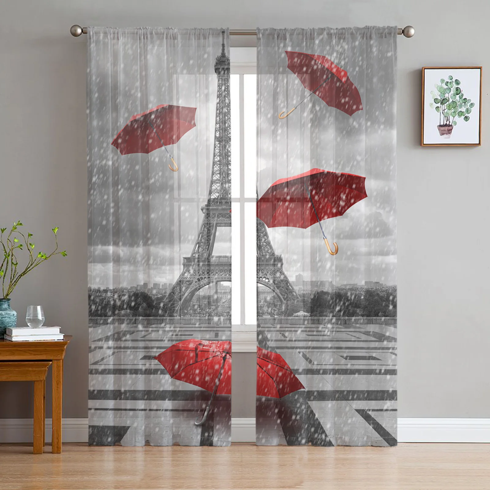 Bohemian Style Raindrops Tulle Curtains for Living Room Bedroom Sheer