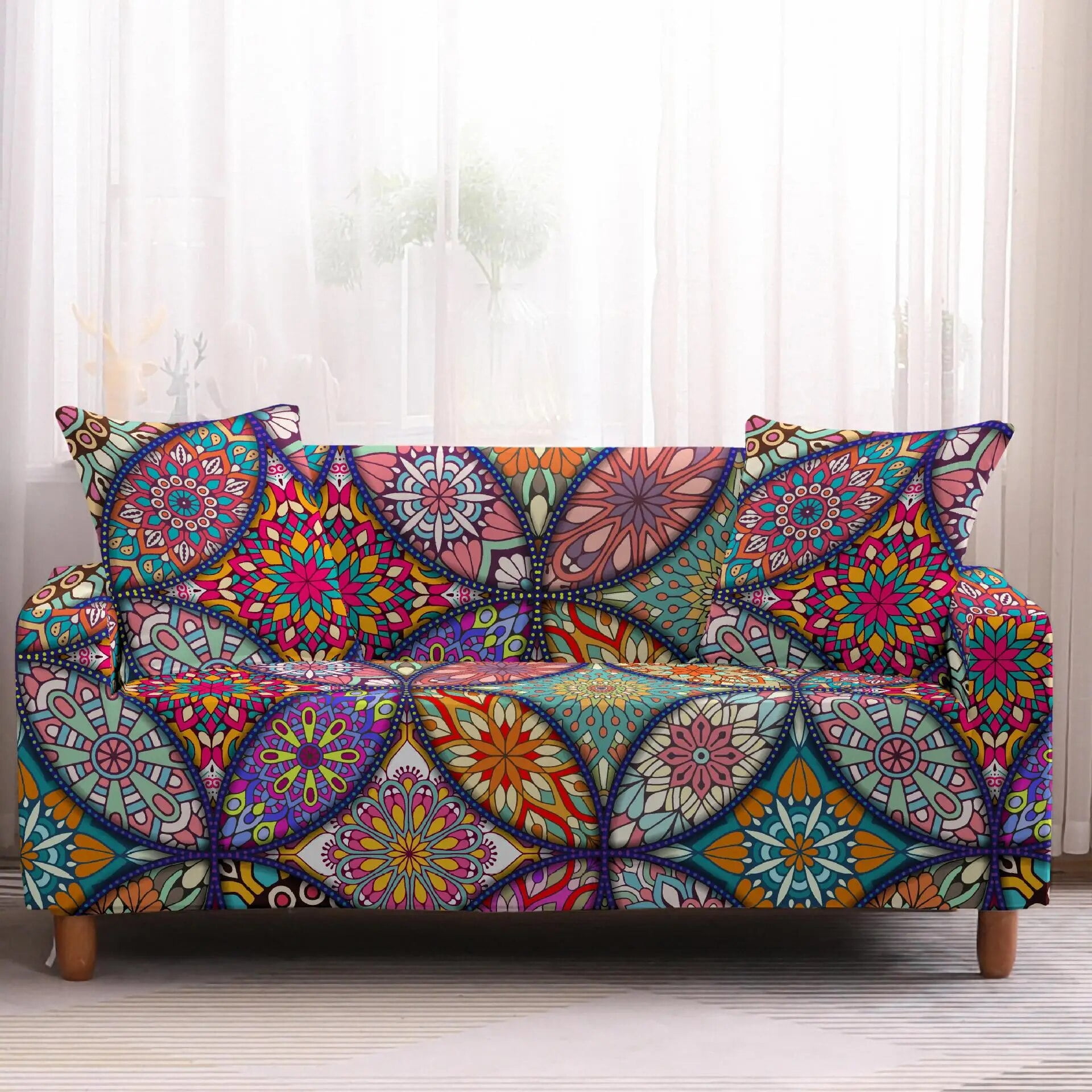 Bohemian Style Sofa Cover Stretch Washable Polyester Non Slip All