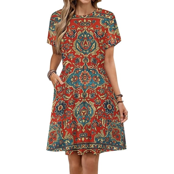 Bohemian Style Sundress Short Sleeve Dress Summer Women Clothes Dress for Women Dresses