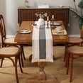 thumbnail image 1 of Bohemian Style Table Runner with Fringe Striped Rope Design Linen Dining Table Decor for Modern Farmhouse Kitchen Decor Centerpiece for Coffee Side Tables, 1 of 6