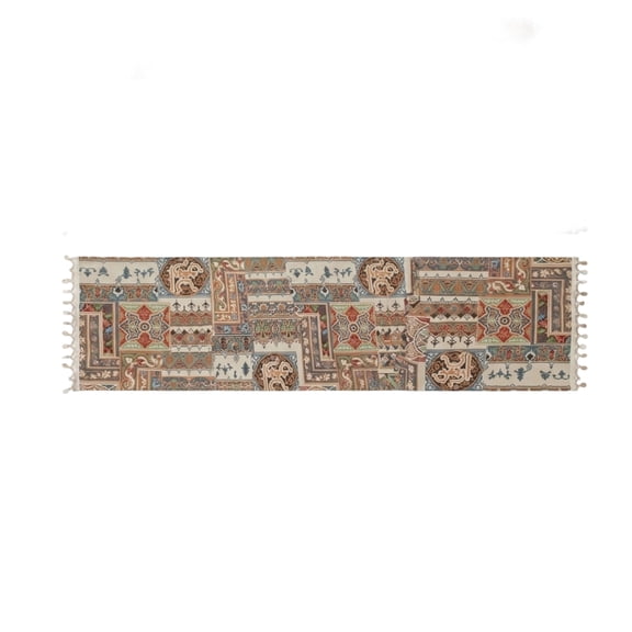 Bohemian Style Table Runner Vintage Geometric Pattern Decorative Long Tablecloth Fabric for Dining Table 270cm x 35cm