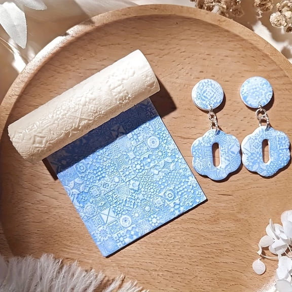 Bohemian Style Texture Roller for DIY Earrings - Irregular Geometric Pattern - Durable Plastic Roller for Jewelry Making and Beading Texturing