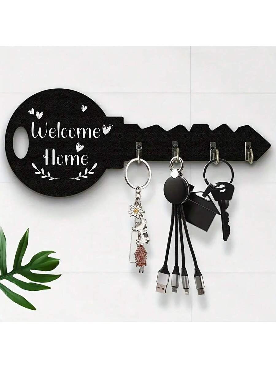 Bohemian Style Wooden Key Rack, Wall-Mounted Key Chain Holder with ...