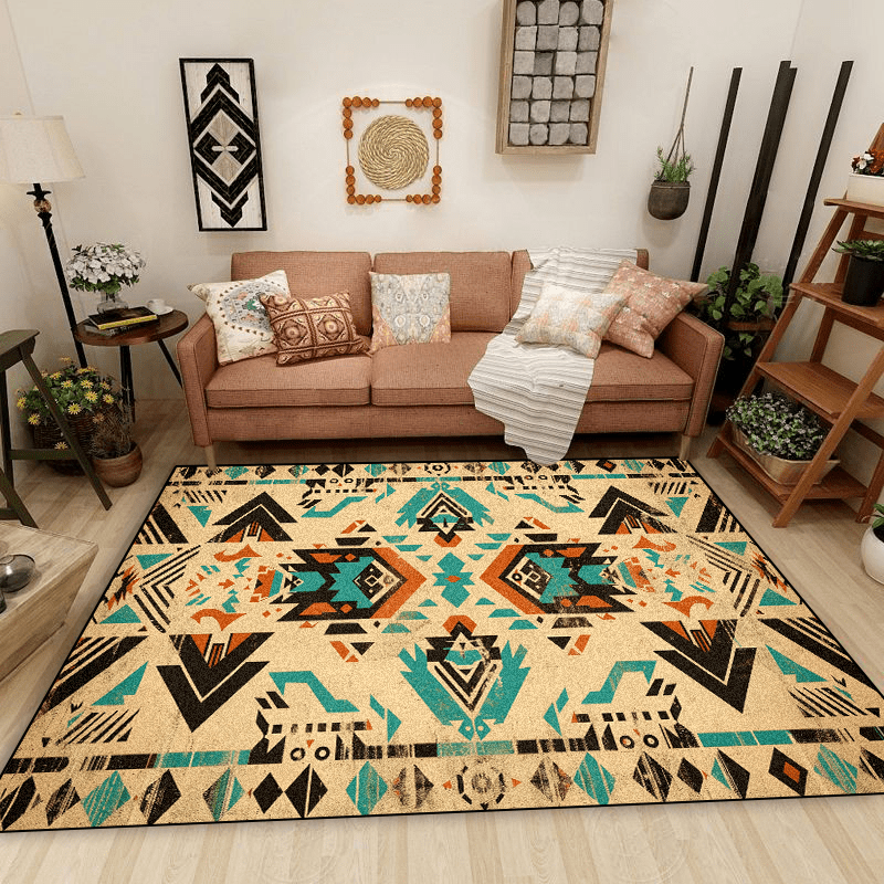 Bohemian Style Yellow Fluffy Carpet Living Room Bedroom Bedside Large ...