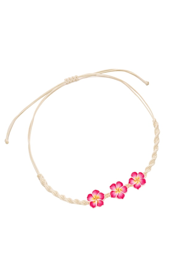 Bohemian Styles Plumeria Pendant Necklace Polymers Clay Flower Handwoven Chain Beach Vacation Jewelry Special Gifts