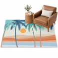 Bohemian Summer Beach Area Rug 4'x6', Mount Coconut Tree Sun Abstract ...