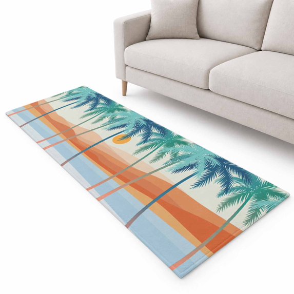 Bohemian Summer Beach Runner Rug 2'x6', Mount Coconut Tree Sun Abstract ...