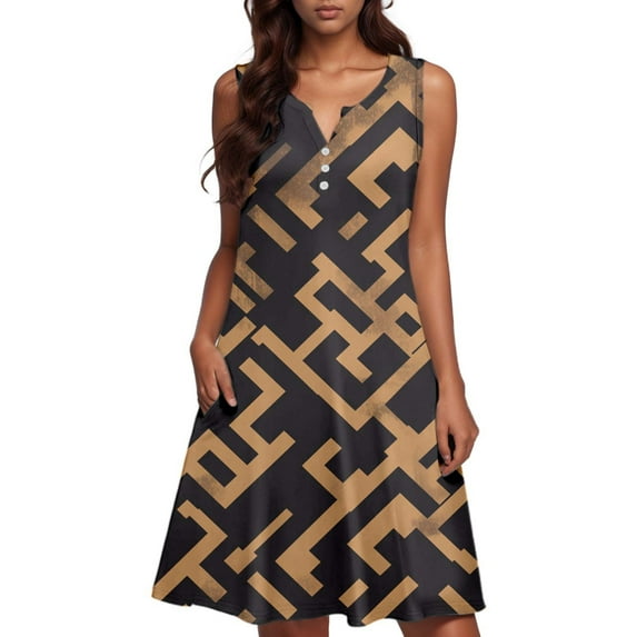 Bohemian Summer Dress For Women Casual Loose V Neck Sleeveless Beach Dress With Pockets Swim Cover Up Outfits