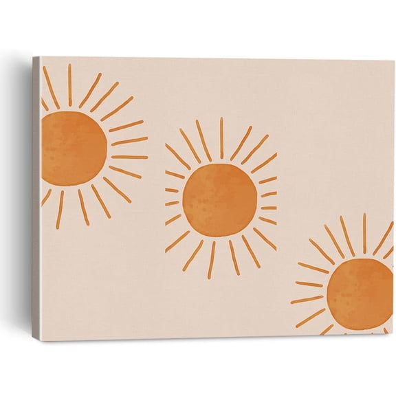 Bohemian Sun Canvas Painting Framed Wall Art Decor for Living Room Kids Room Bedroom, Boho Sun Art Canvas Poster Celestial Wall Prints Decorative Gift11.5*15inch