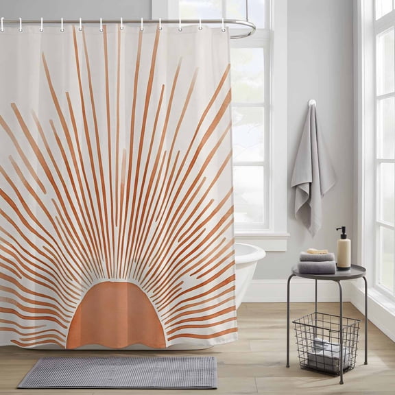 Bohemian Sun Fabric Shower Curtain for Bathroom Warm Orange Sunset Light Waterproof Polyester Bath Curtain with 12 Hooks Washable Shower Curtain with Grommets 54"x78"