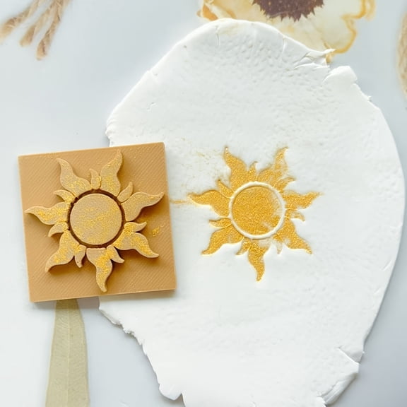 Bohemian Sun and Stars Clay Stamp Stencil DIY Pottery Embossing Tool for Creative Crafts