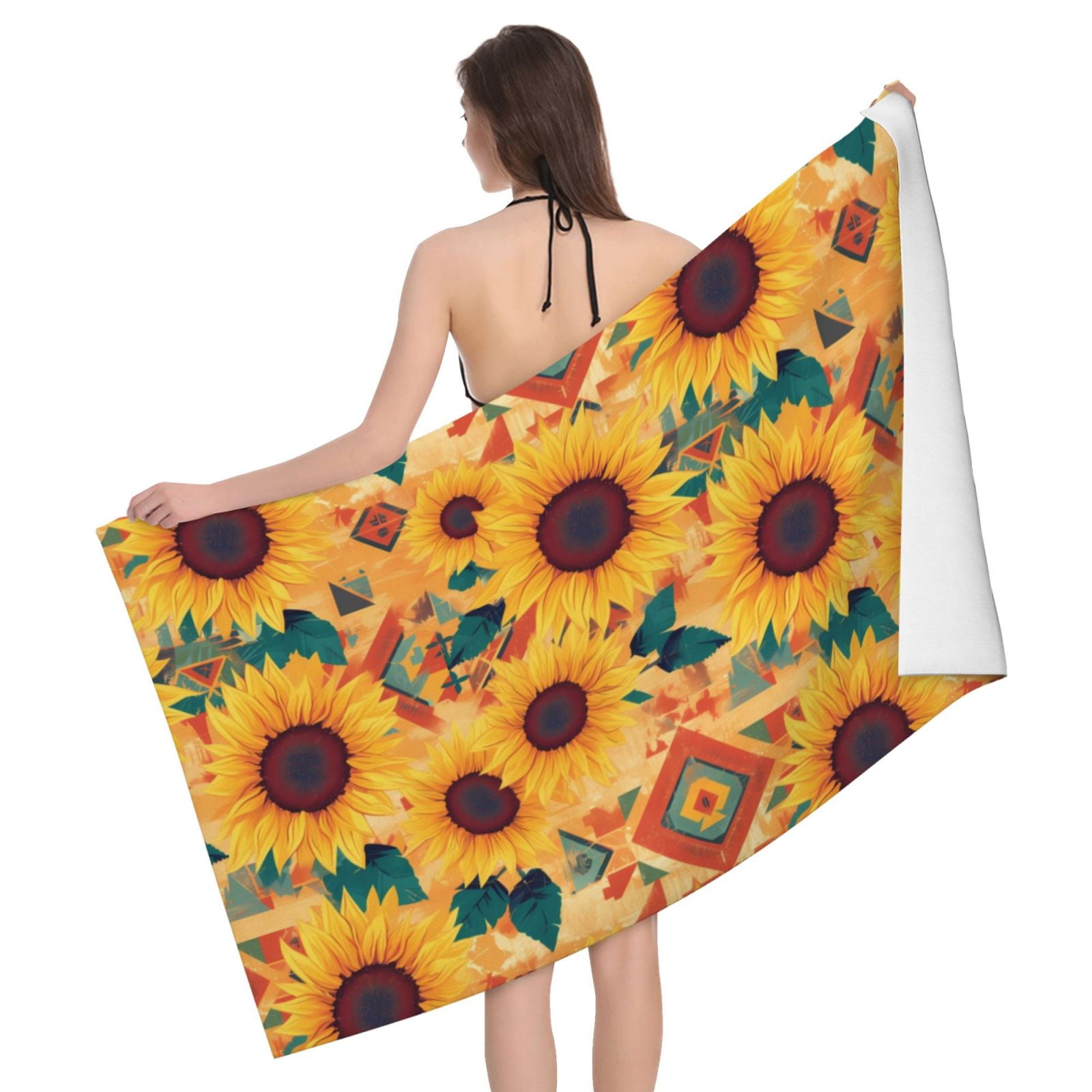 Bohemian Sunflower Large Bath Towels, Blanket Beach Towels Oversized ...