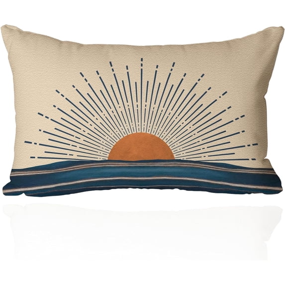 Bohemian Sunrise Sunset Pillow Covers 12x20 Inch- Horizontal Sunset Sunrise Abstract Throw Pillow Covers- Retro Chic Lumbar Cushion Case for Couch, Sofa- Decorative Boho Hippie Aesthetic Pillowcase