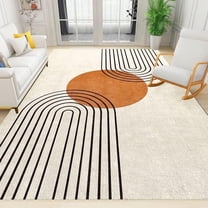 Bohemian Sunshine Area Rug, Modern Mid-Century Geometric Washable Rugs, Large Machine Washable Non Slip Carpet For Bedroom Dining Room Living Room 3x4ft